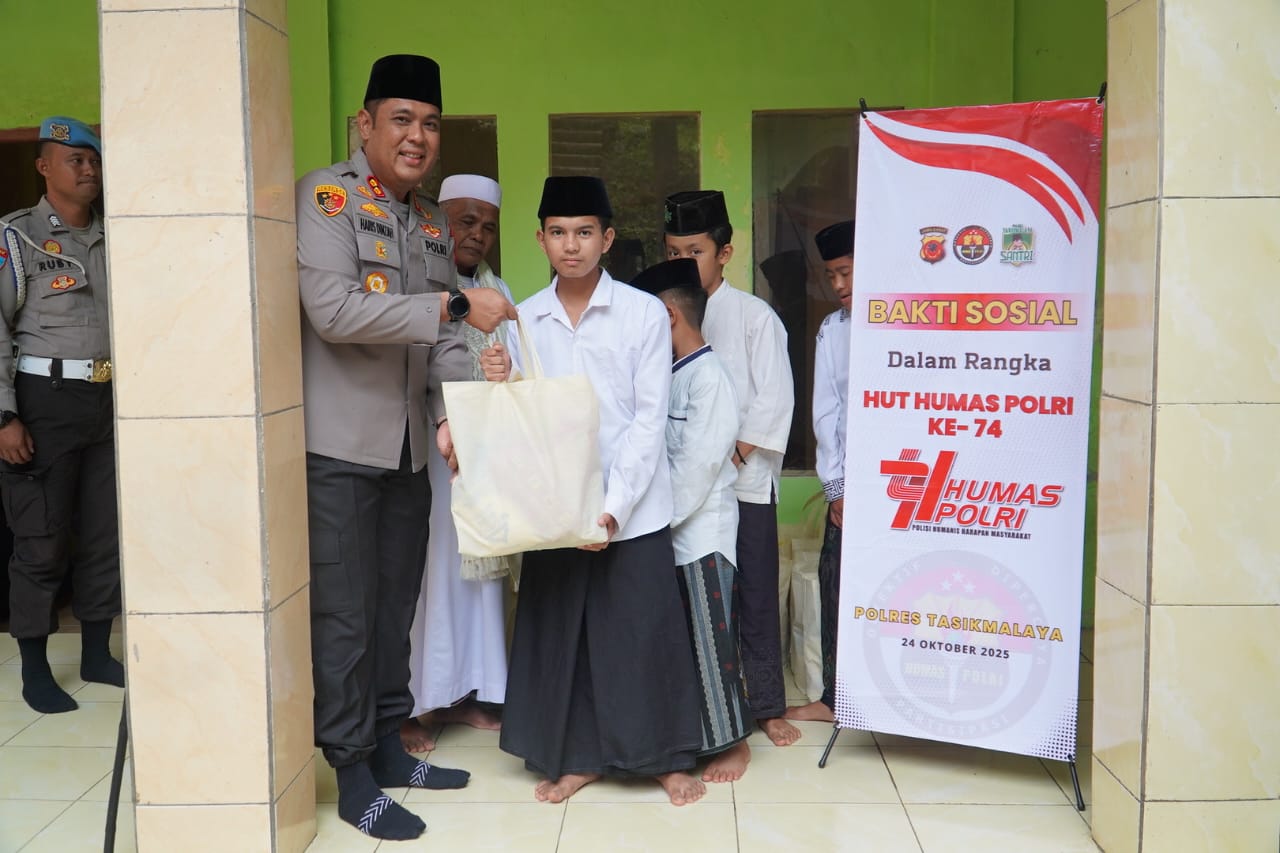 HUT ke-74 Humas Polri, Polres Tasikmalaya Gelar Bakti Sosial dan Santuni 50 Anak Yatim di Ponpes Sabilulhuda