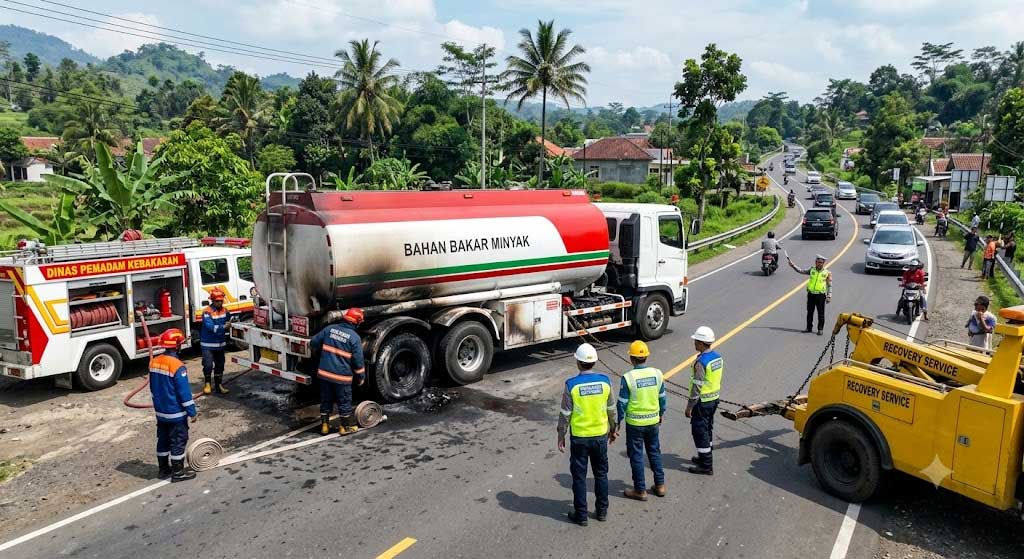 Pertamina Patra Niaga RJBB Tangani Cepat Insiden Mobil Tangki di Cianjur